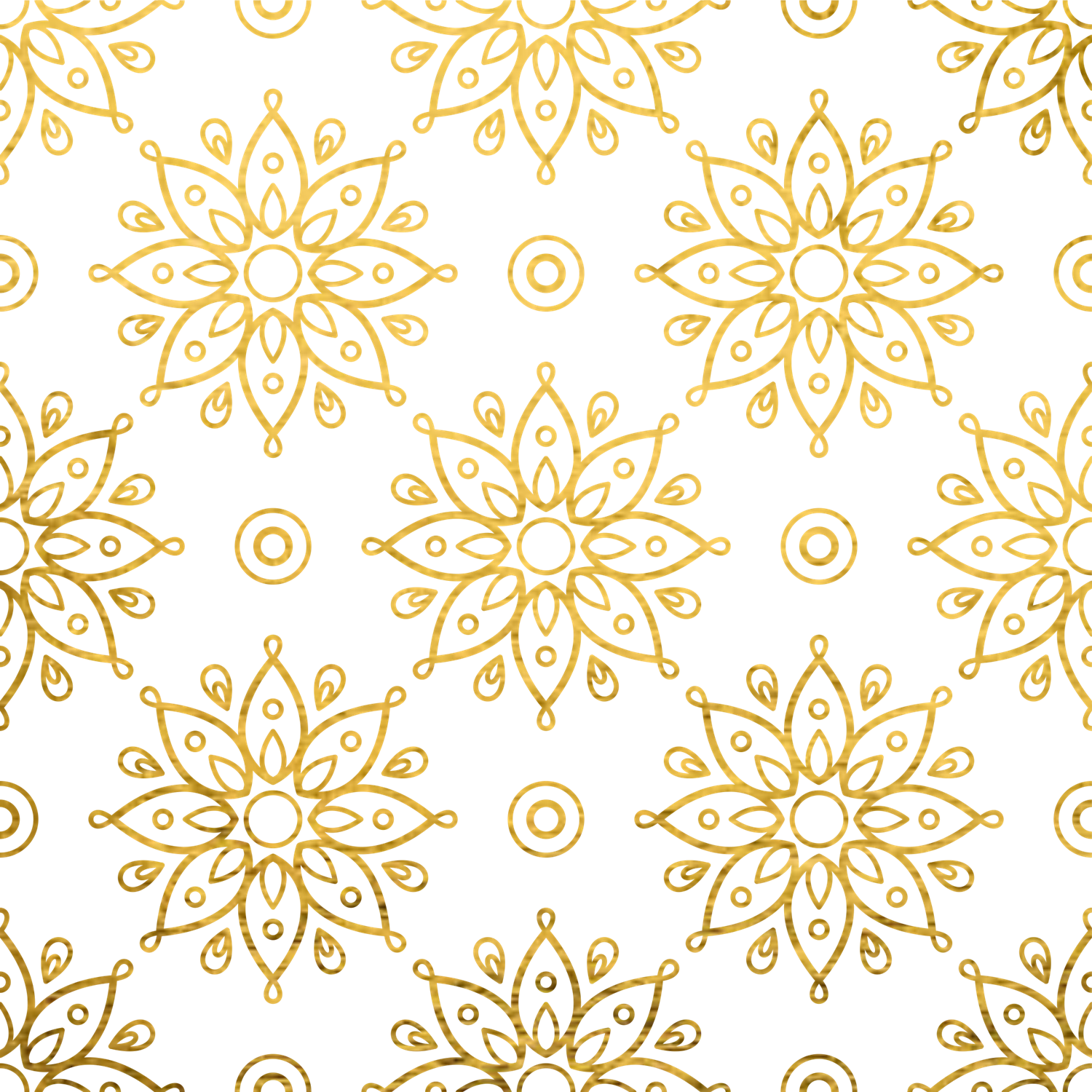 Bidri Decorative Elements Seamless Pattern Lineart Clean Gold Texture